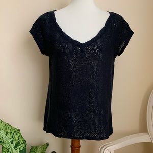 Hollister Navy Blue Lace Top